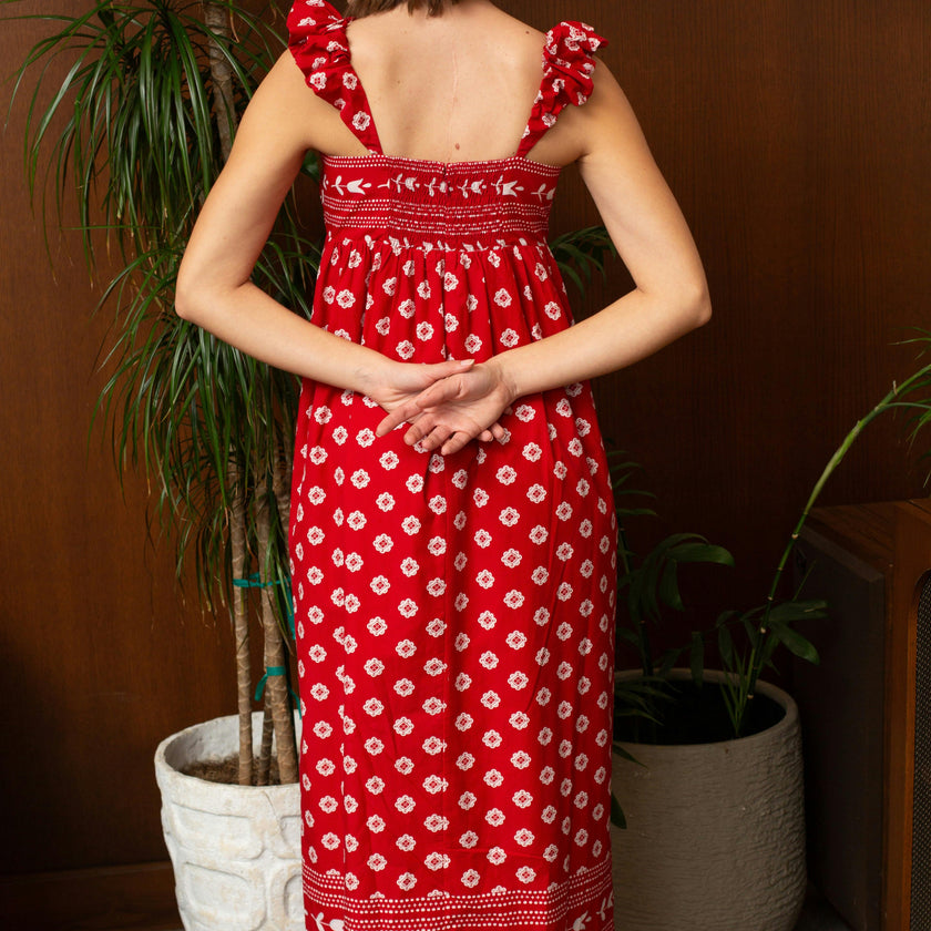 Sylvia Scarlet Bandana Midi Dress
