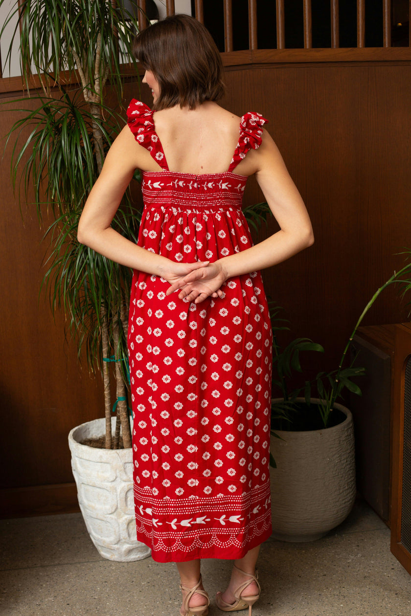 Sylvia Scarlet Bandana Midi Dress