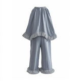 Blue Calyra Ruffle Pant Set