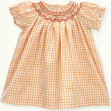 Baby Dress Cherry Hand-Smocked Limoncello Gingham, Yellow