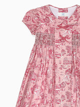 Nicky Hilton x La Coqueta Pink Toile de Jouy Theodora Girl Hand-Smocked Dress