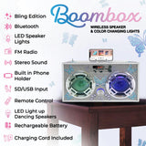 Silver Bling Boombox & Bluetooth Speaker