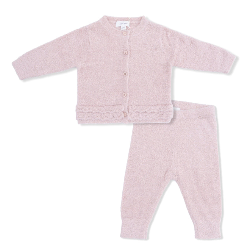 Chenille  - Blush Button Down Cardigan 4 Piece Set