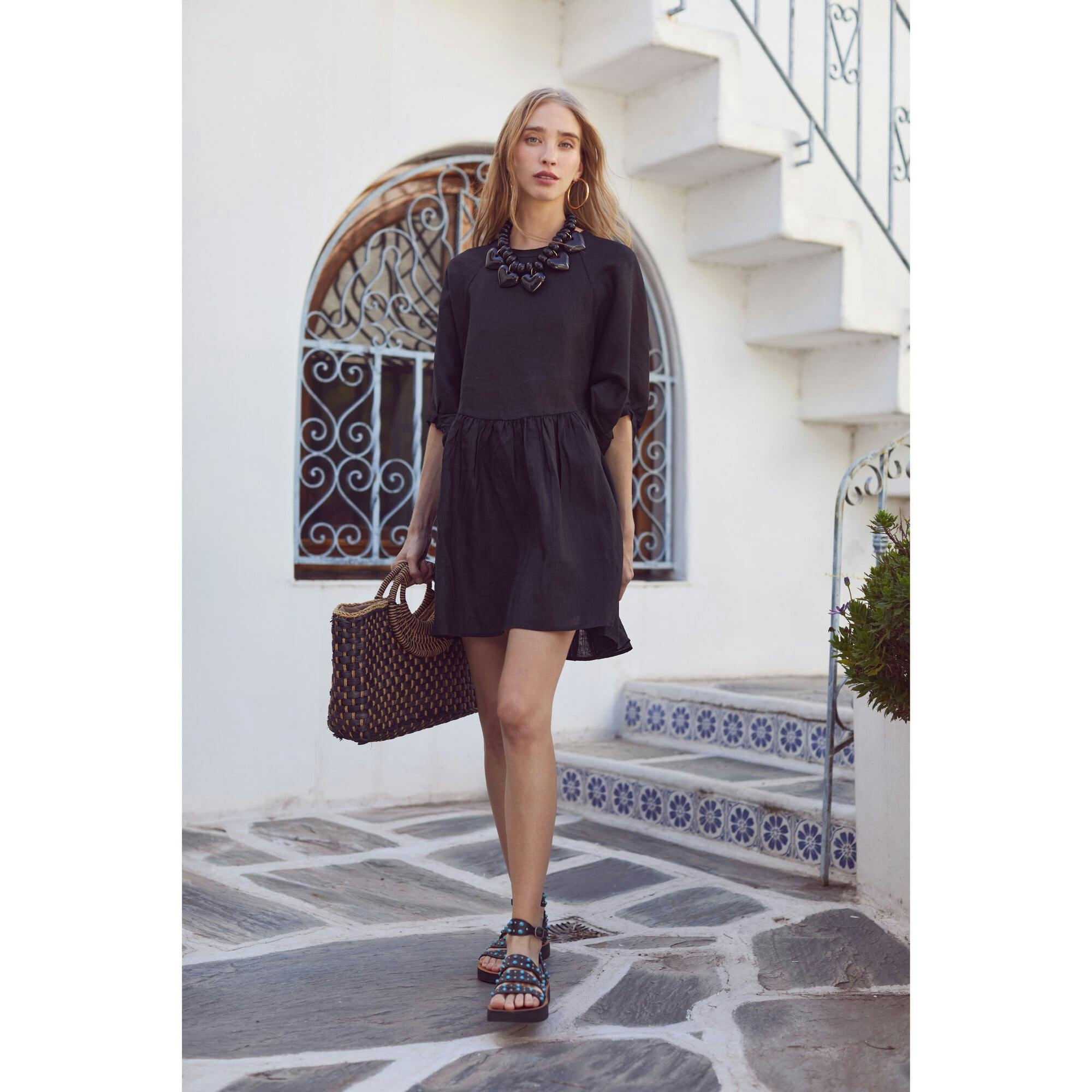 Alcala Linen Dress - Black