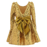 Gold Merribrook Sequin Bow Dress