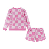 Girls Terry Set | Checkered Bow