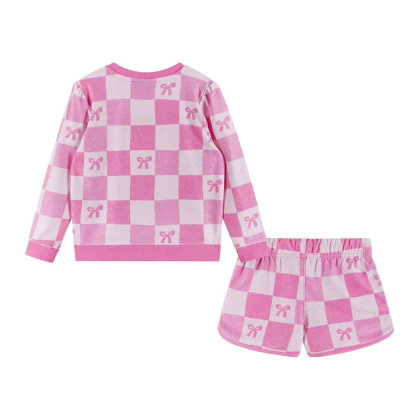 Girls Terry Set | Checkered Bow