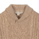 Organic Shawl Collar Cable Sweater