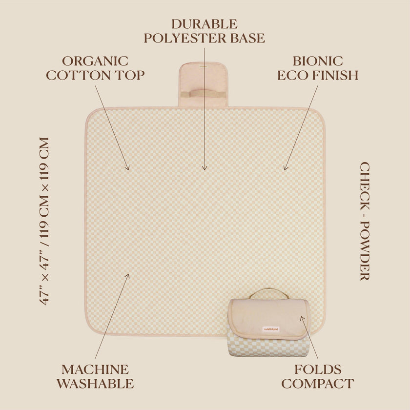Portable Wander Classic Playmat | Check, Powder | Toddlekind
