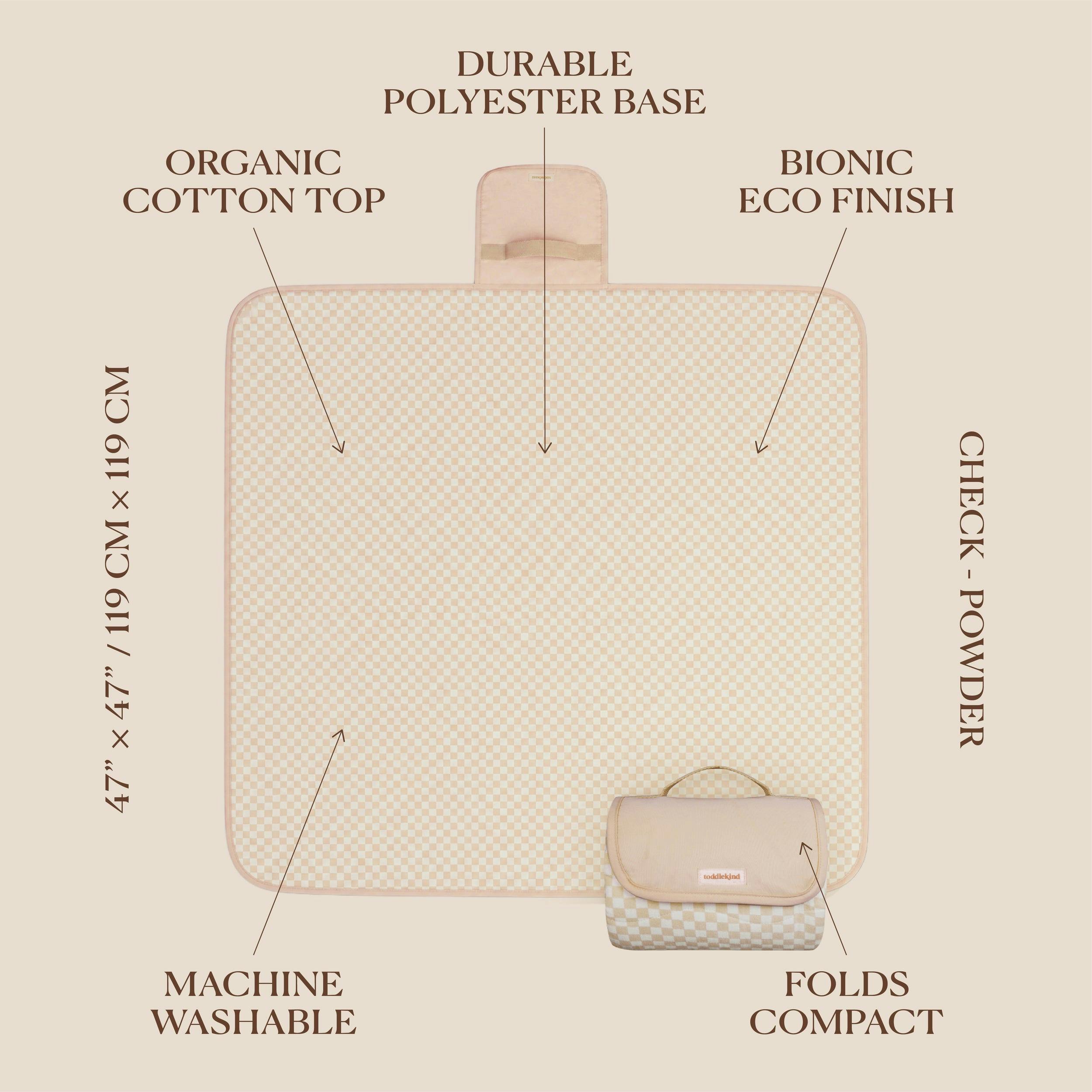 Portable Wander Classic Playmat | Check, Powder | Toddlekind
