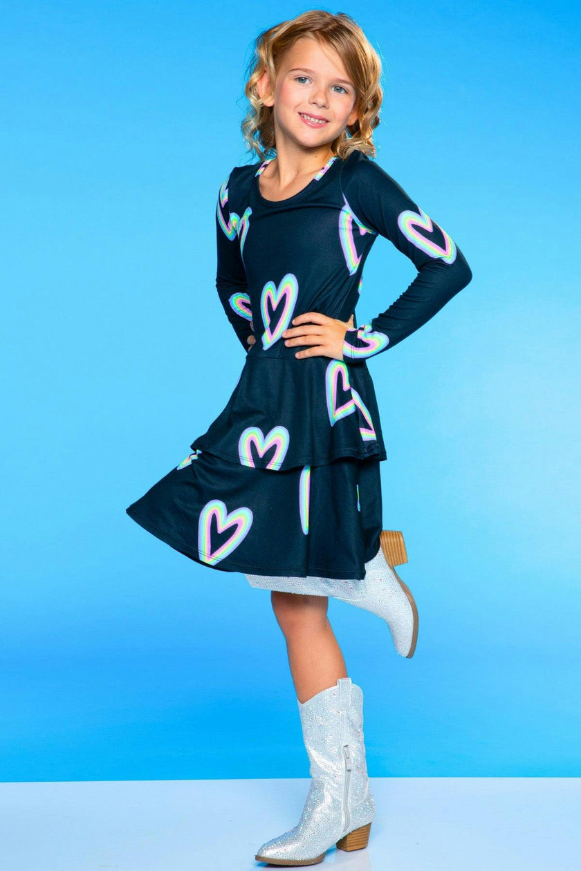 Simply Soft Long Sleeve Ruffle Skirt Dress