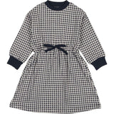 Soft Gingham Contrast Neck & Cuff Long Sleeve Dress