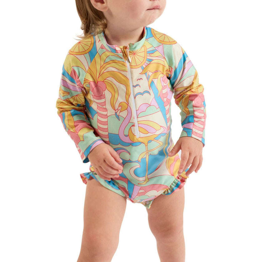 The Paradiso - Girls Rash Guard One Piece with Ruffle UPF 50+