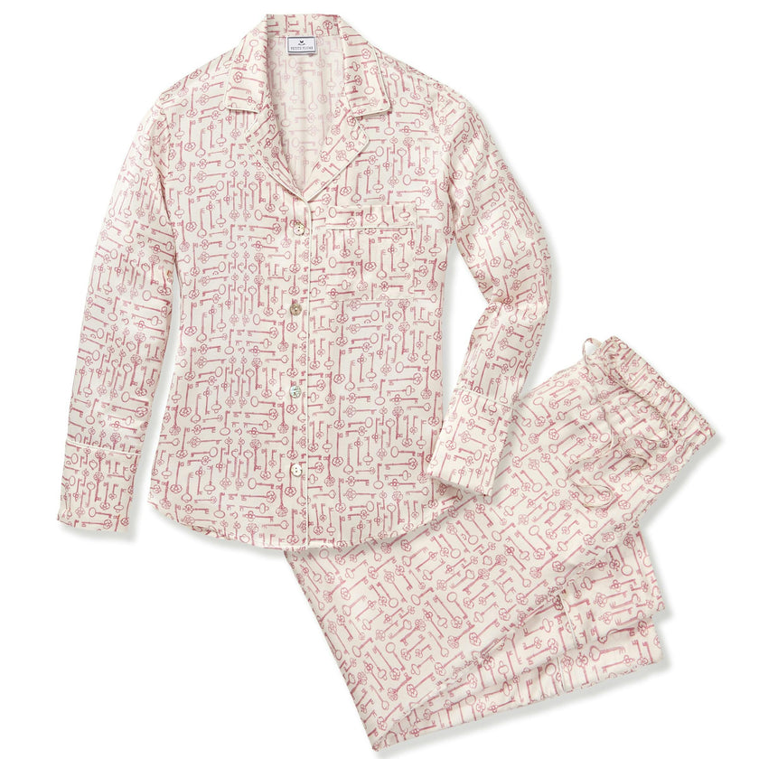 Women's Silk Pajama Set in Key to My Heart