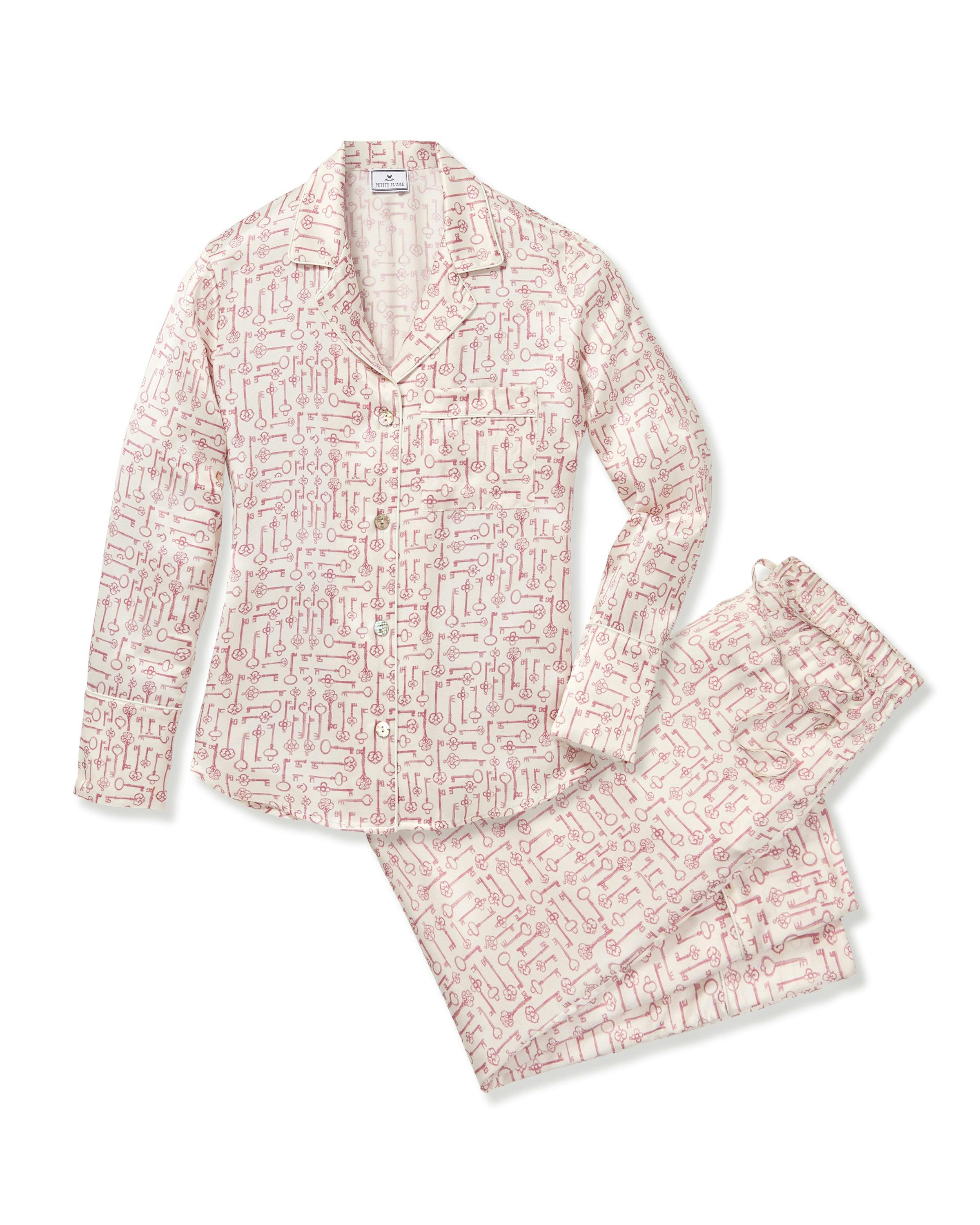 Women's Silk Pajama Set in Key to My Heart