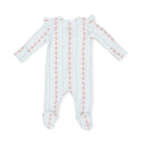 Antoinette Stripe - 2 Way Ruffle Sleeve Zipper Footie & Headband Set