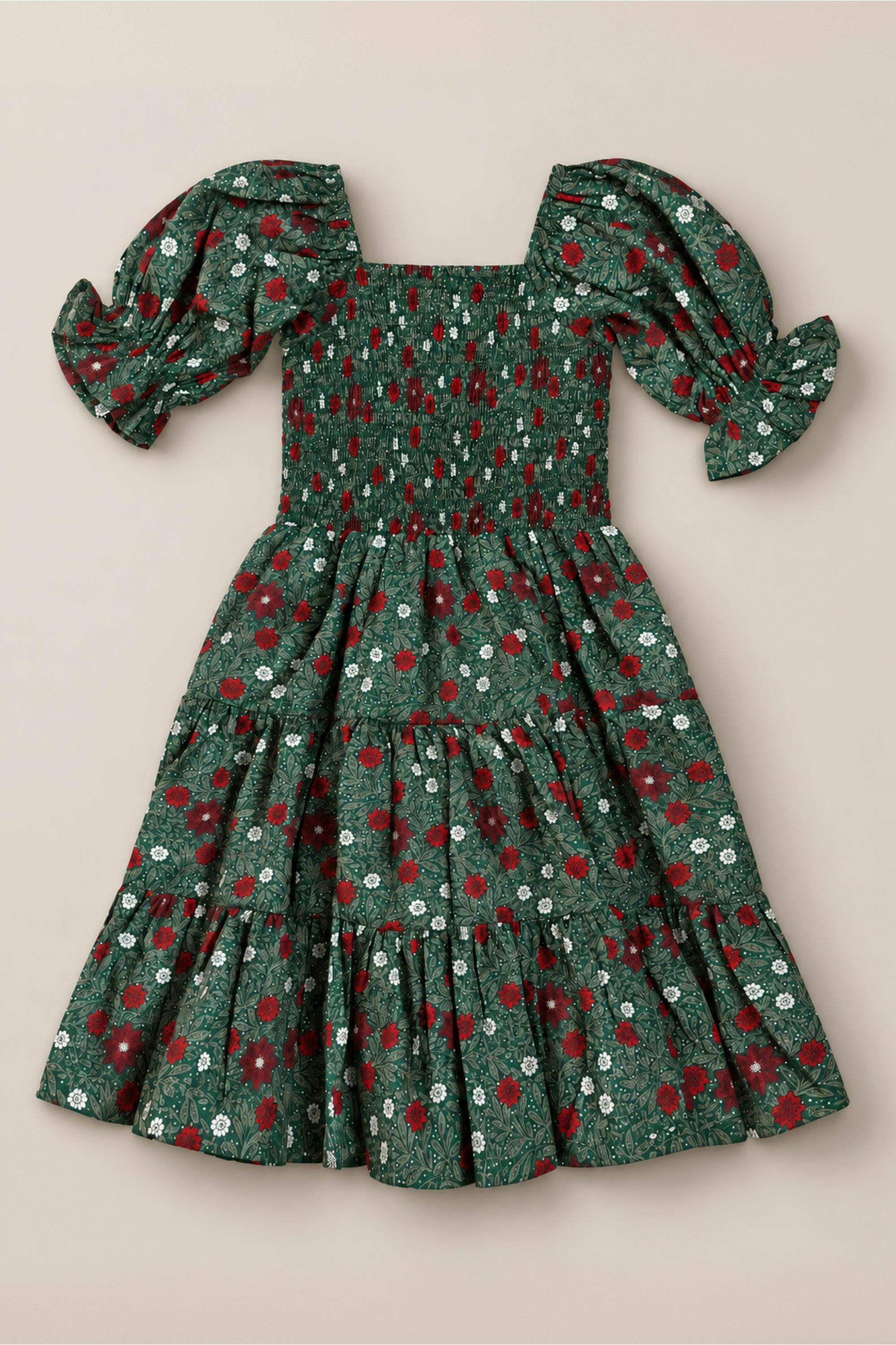 Mini Madeline Maxi Dress in Evergreen Merry Ditsy