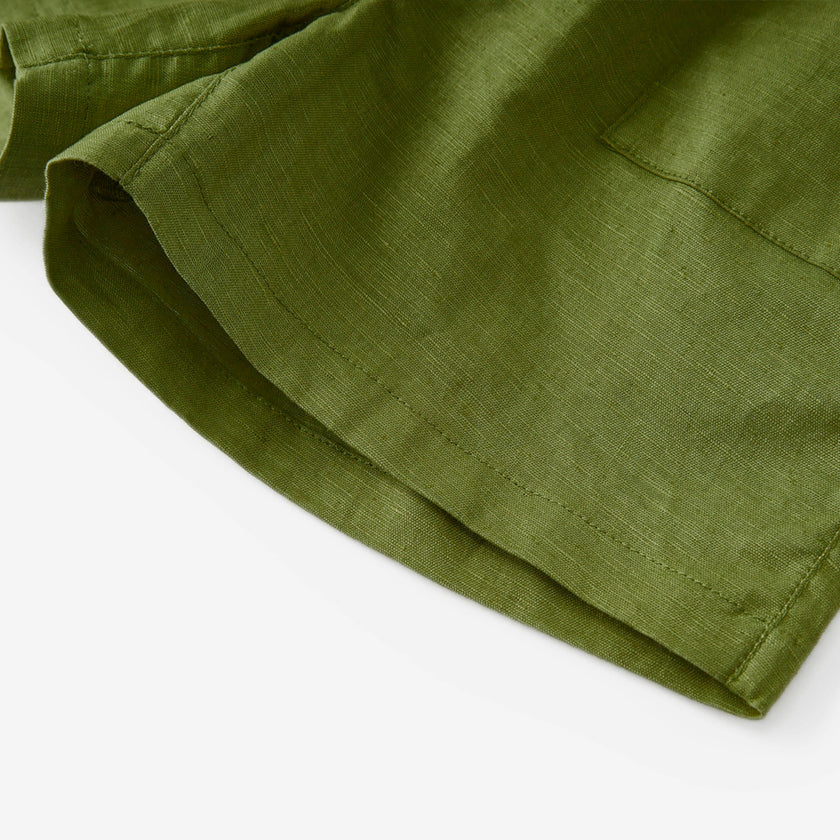 Island Leaf Linen Button-Up Shirt and Shorts Set