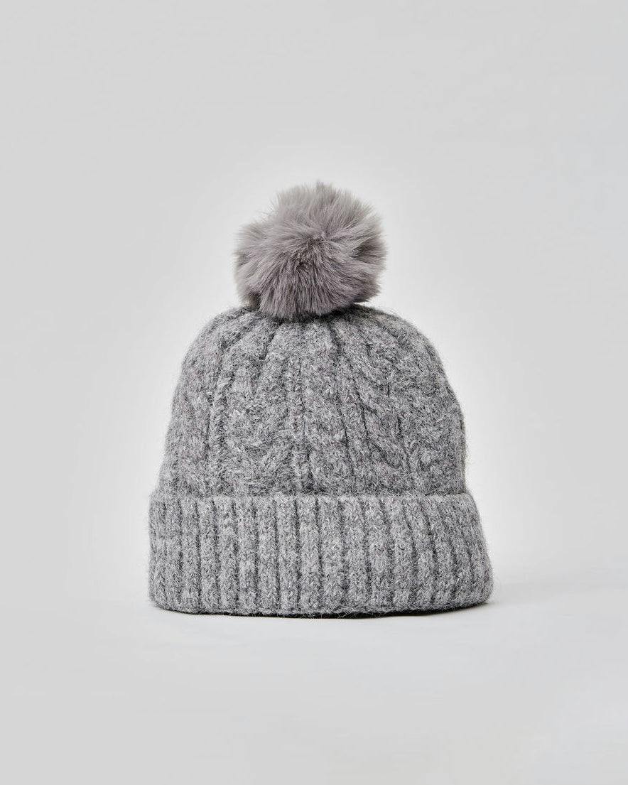 Alpine Cable Beanie with Pom