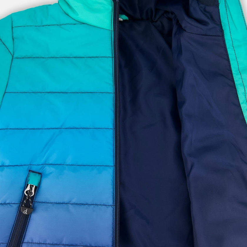 Quilted Mid-Season Jacket Green and Blue Gradient