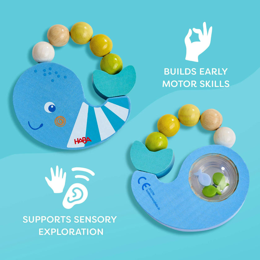 Baby Bundle - 3 Wooden Grasping Rattles (Heart, Whale & Elephant)