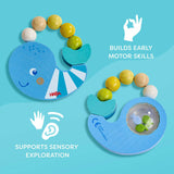 Whale Wooden Grasping Toy Rattle
