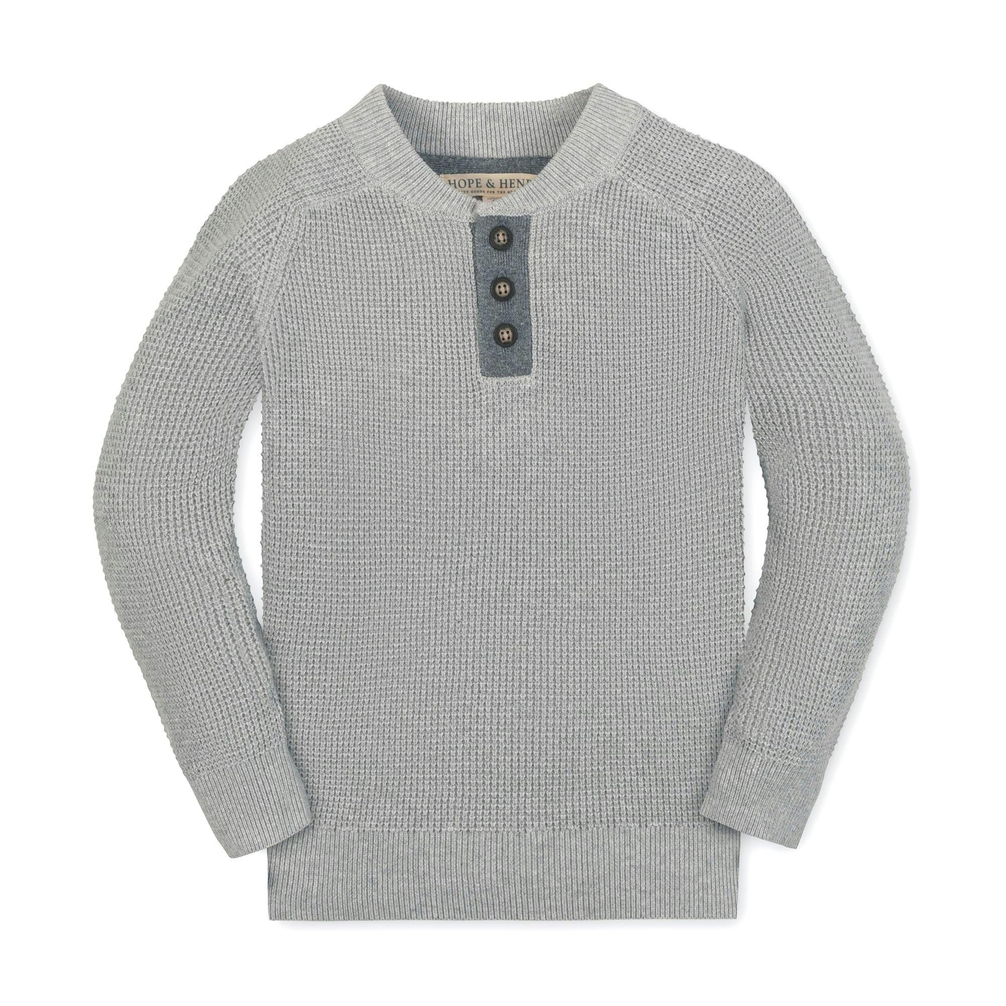 Organic Sweater Henley with Elbow Patches