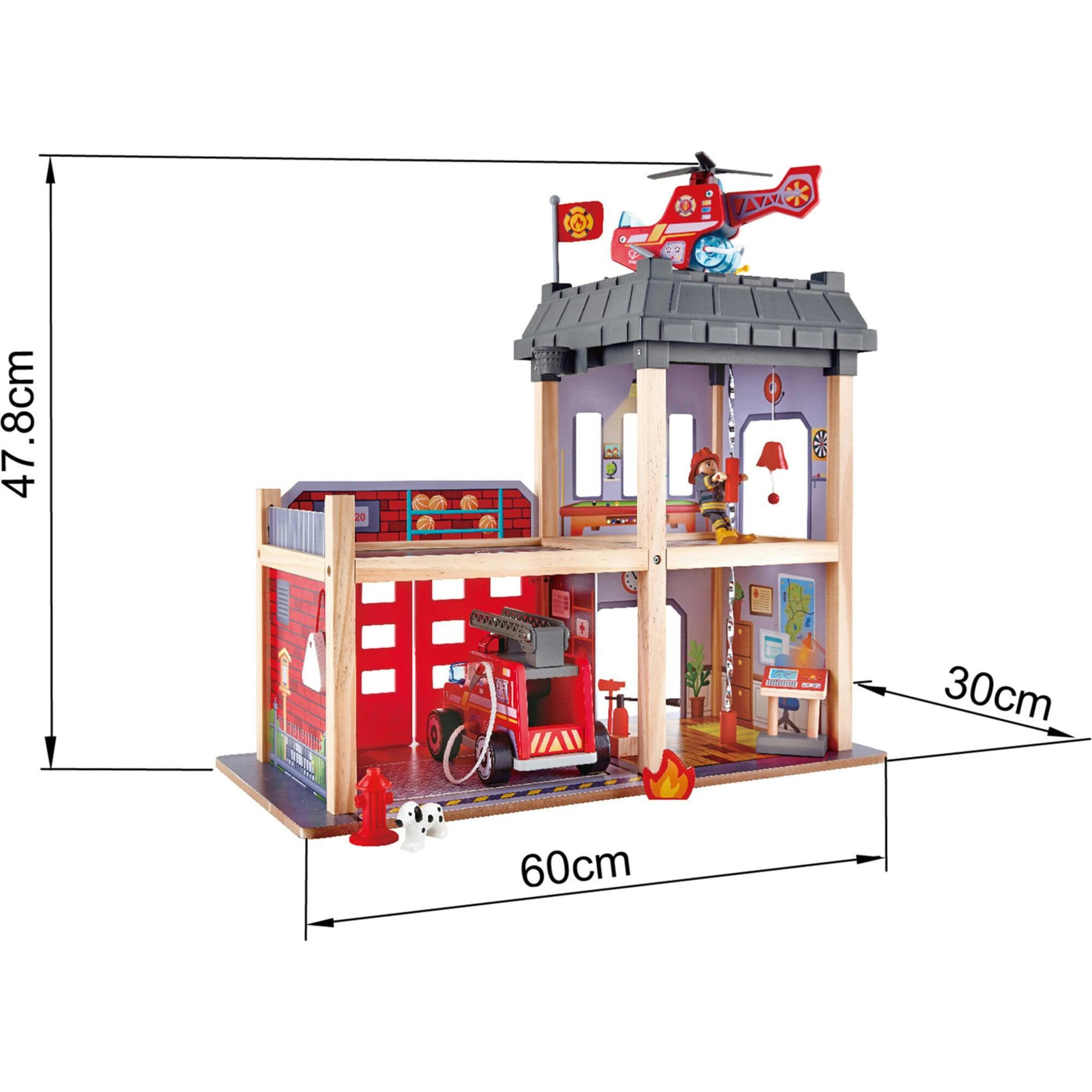 City Fire Station Dollhouse Wooden Playset