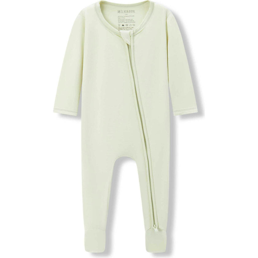 Aloe Luxe Solid Zipper Footed Romper