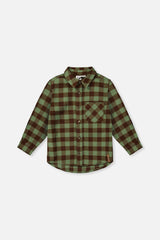 Brushed Flannel Shirt Green And Brown Plaid