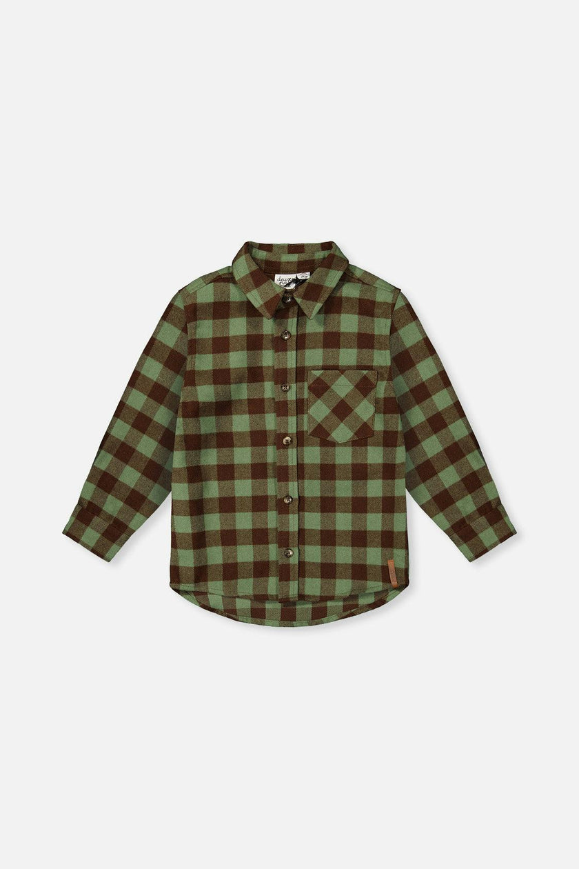 Brushed Flannel Shirt Green And Brown Plaid