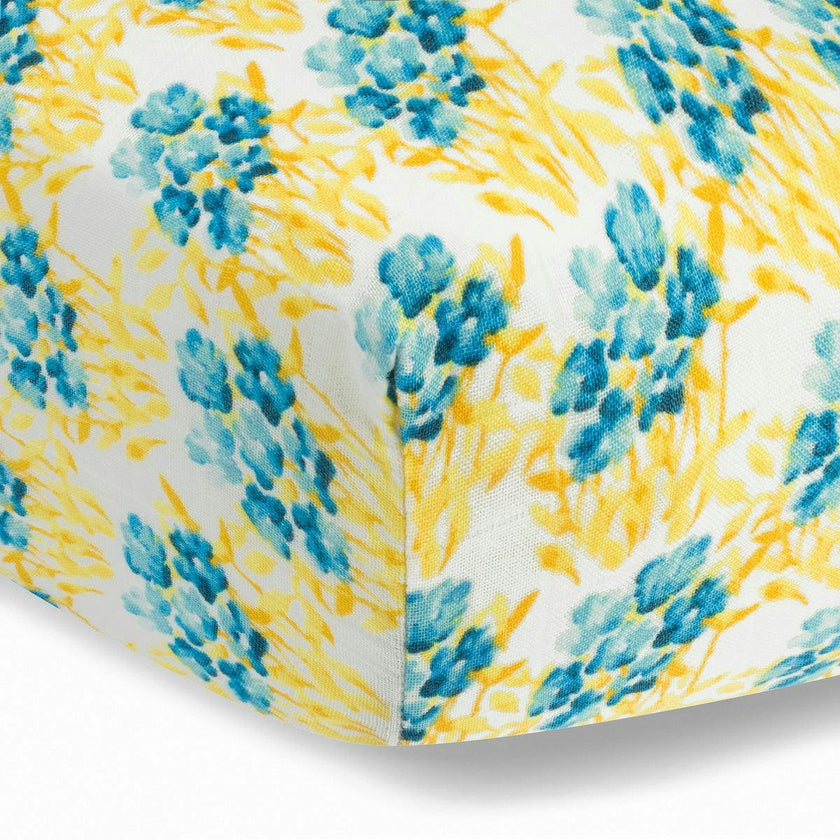 Sky Floral Bamboo Muslin Fitted Crib Sheet