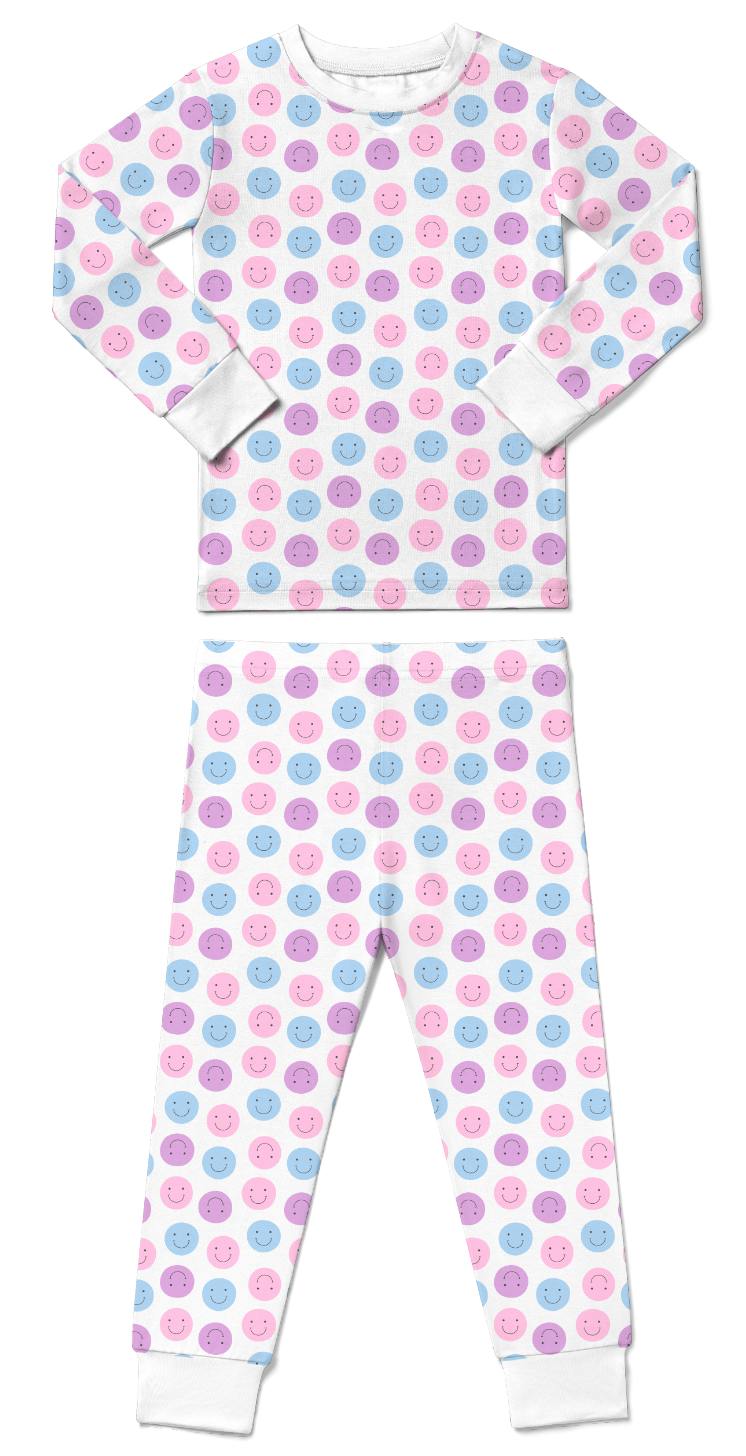 Kids Pajamas - Pink Smiley Dot