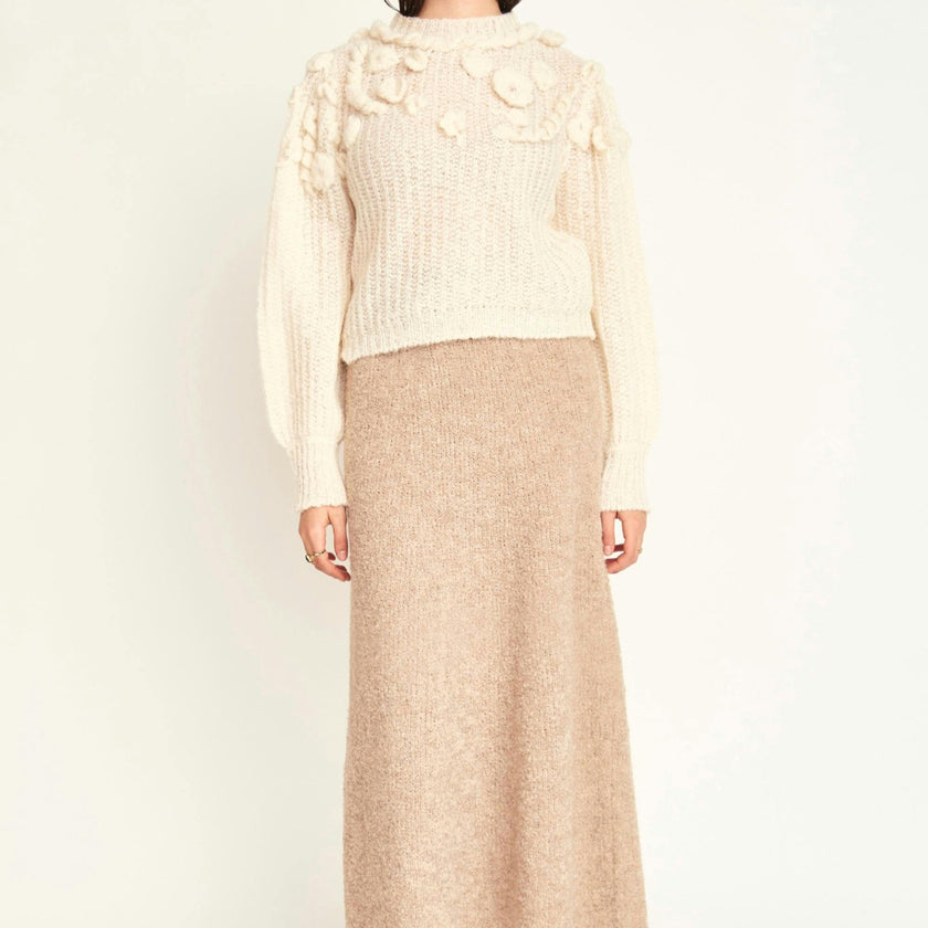 Moritz Embroidered Pullover in Alabaster