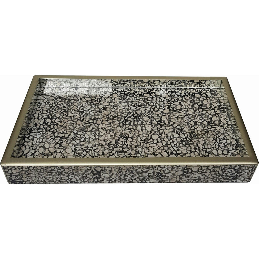Handmade Reverse Painted Mirror Tray Terrazzo - Small