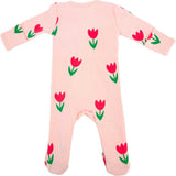 Cotton Candy Pink Tulips Print Zipper Footie