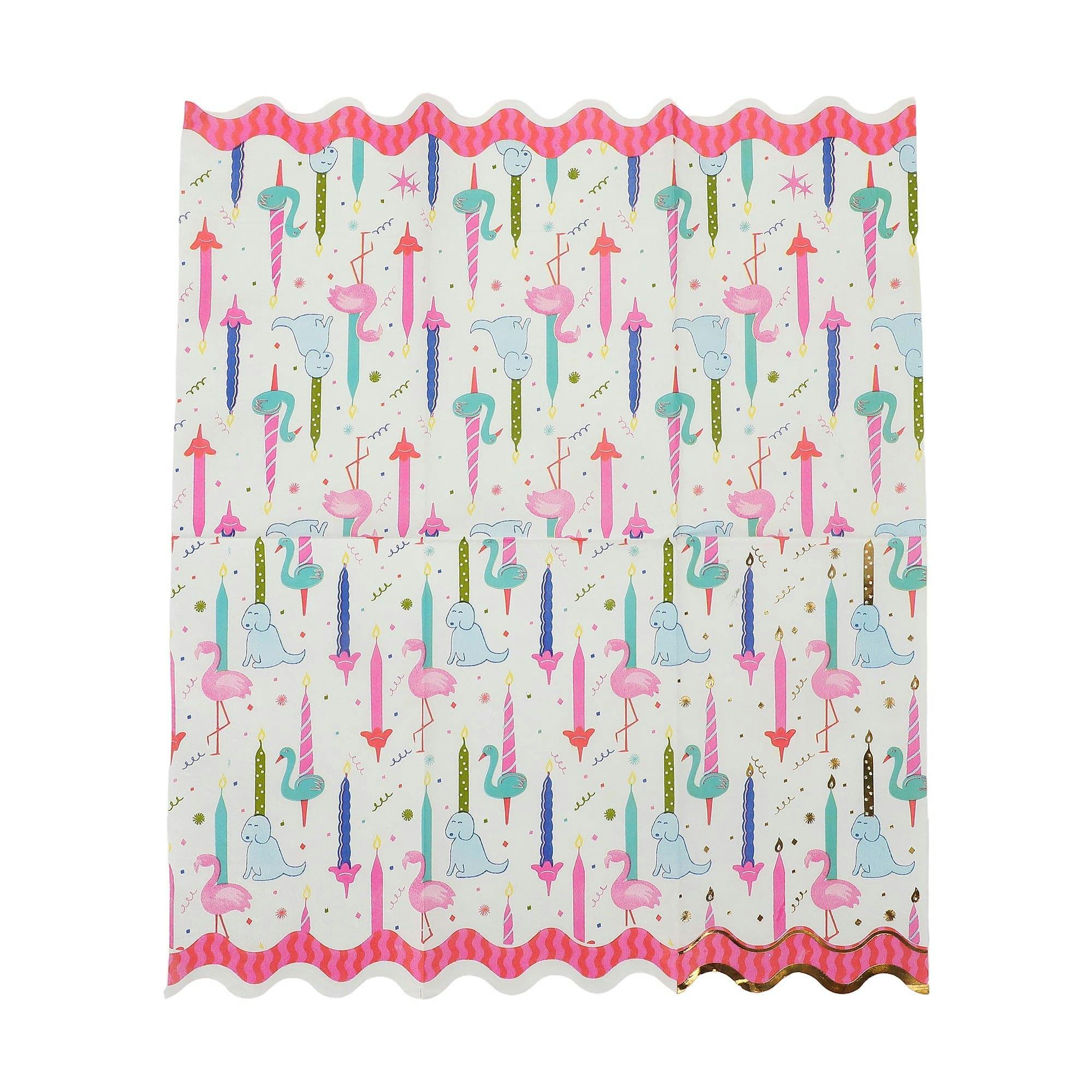 Packed Party Blow Out the Candles Birthday Animals Guest Napkins 16ct - Gold Foil Party Animal and Candle Design 3-Ply Napkins