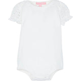Contrast Eyelet Puff Sleeve Onesie