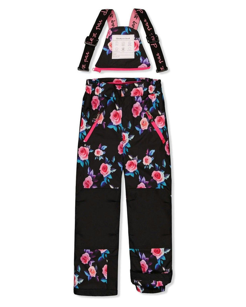 Two Piece Play Snowsuit Black Rose Print