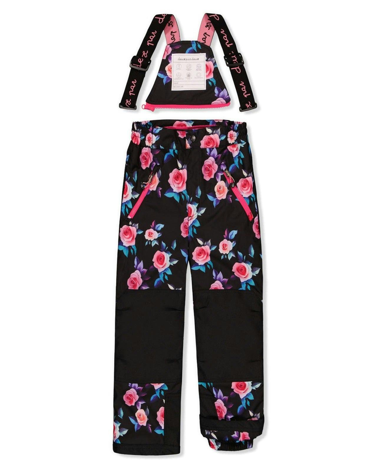 Two Piece Play Snowsuit Black Rose Print