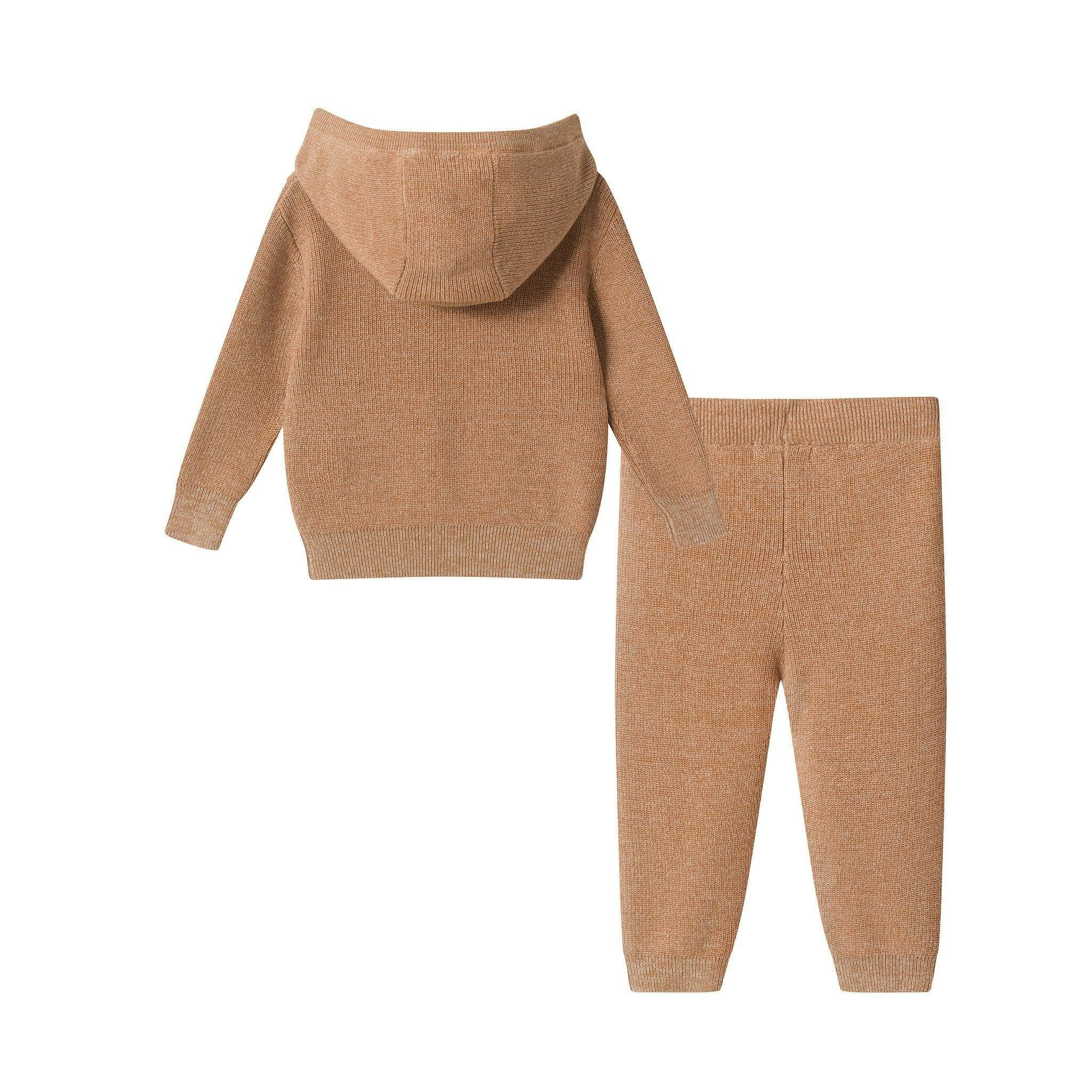 Infant Boys Hooded Sweater Knit Set | Thanksgiving Patches - Beige