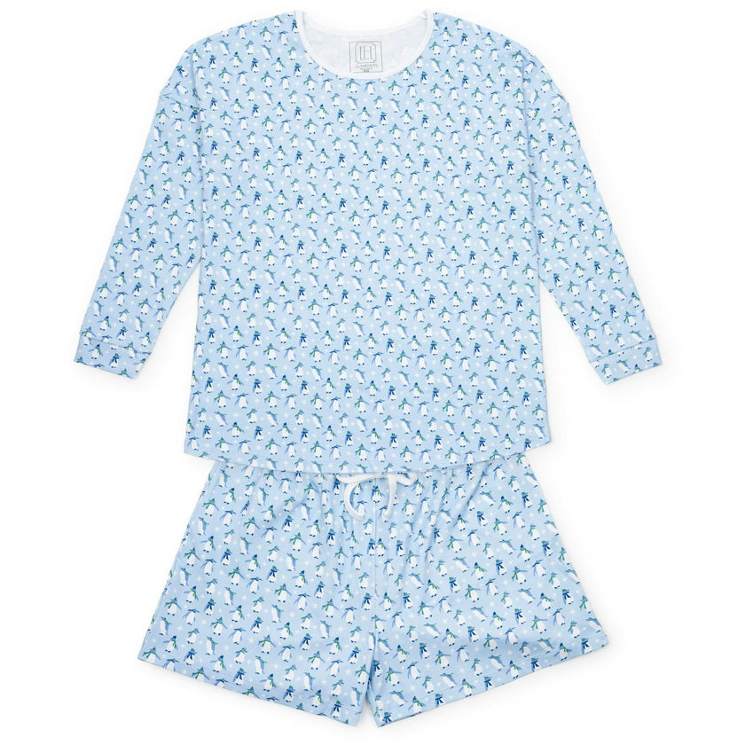 Anna Women's Longsleeve & Short Set - Penguin Party Blue