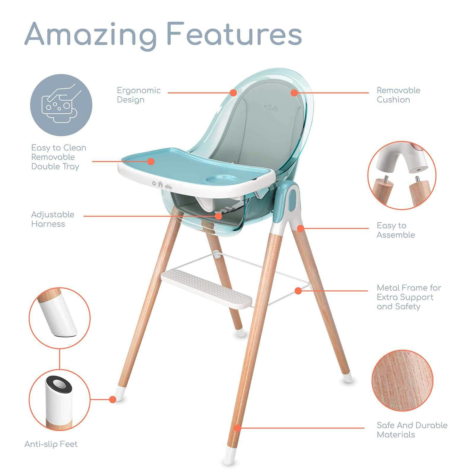Children of Design 6 in 1 Classic High Chair with Cushion
