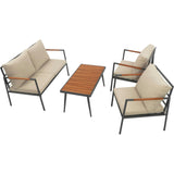 Teamson Home Cushioned Backrest & Wood Armrests Outdoor Conversation Set