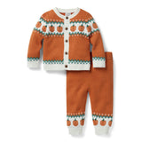 Baby Pumpkin Fair Isle Matching Set , orange