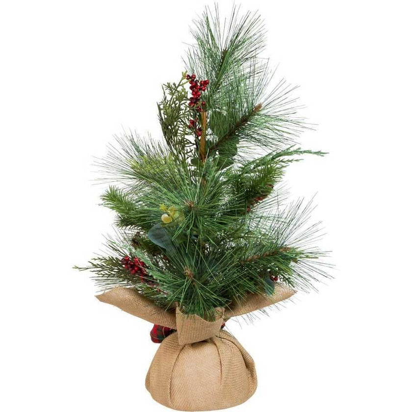 24-Inch Berries and Plaid Ribbon Green Tree