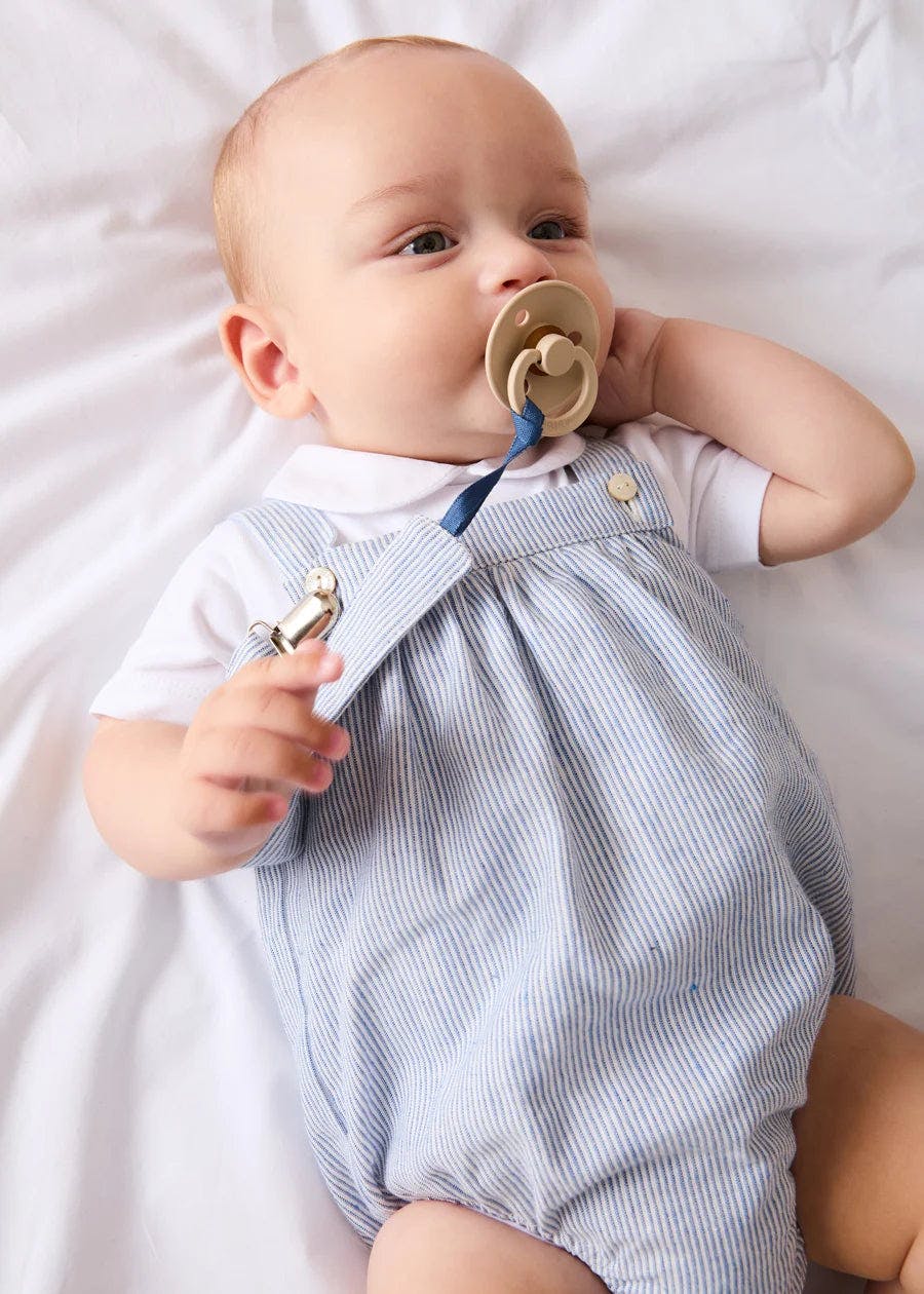 Alexander Stripe Sleeveless Button Detail Romper in Blue (3mths-2yrs)