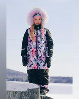 Kids One Piece Play Snowsuit Purple Floral Print