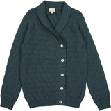 Cube Knit Relaxed Fit Lapel Collar Buttoned Sweater