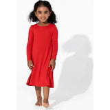 Winterberry Red Bamboo Girls' Long Sleeve Dress